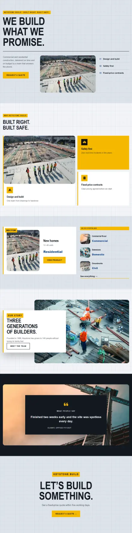 Screenshot of Construction · Home page