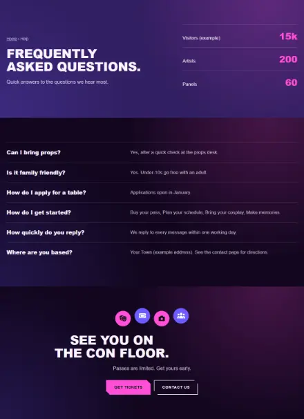 Screenshot of Convention · Questions & answers