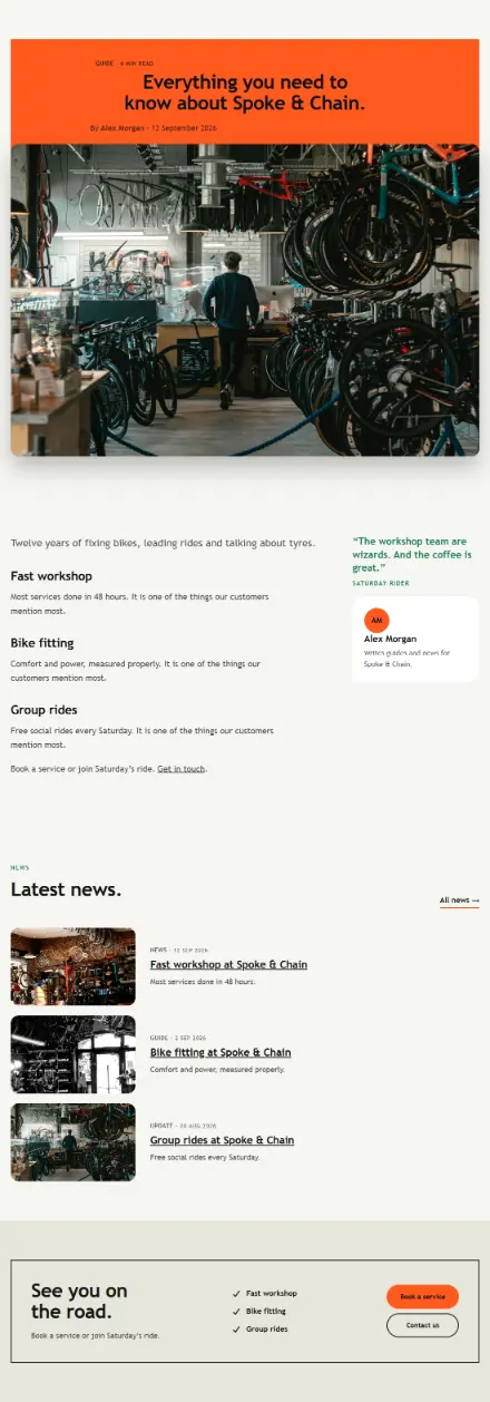 Screenshot of Cycling · Article