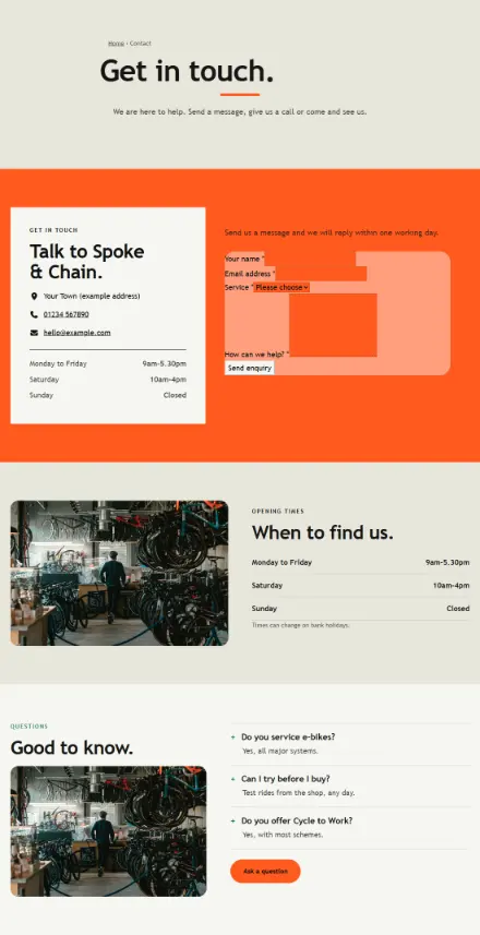 Screenshot of Cycling · Contact