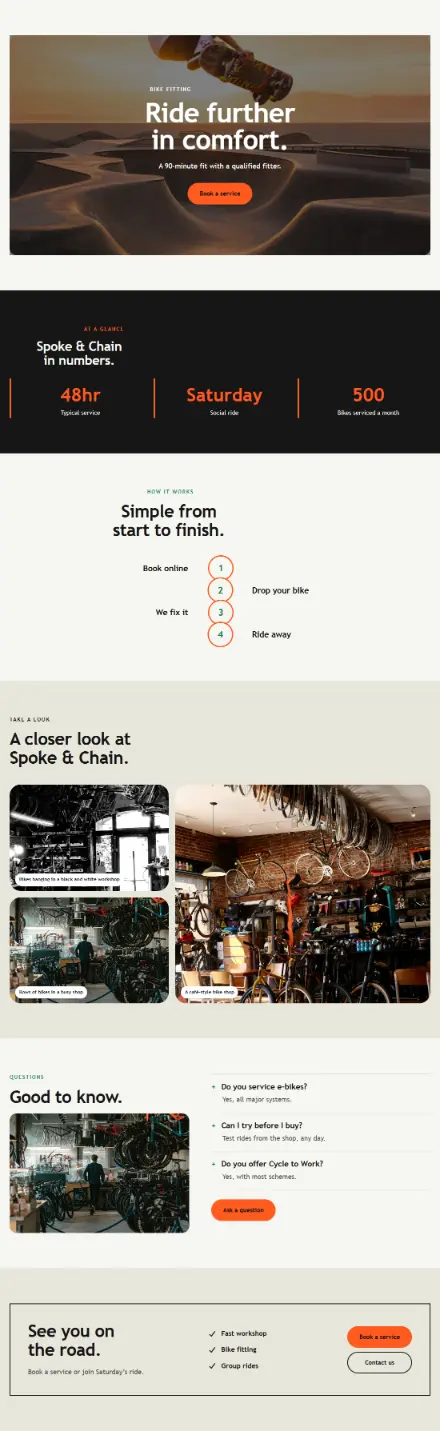 Screenshot of Cycling · Feature page