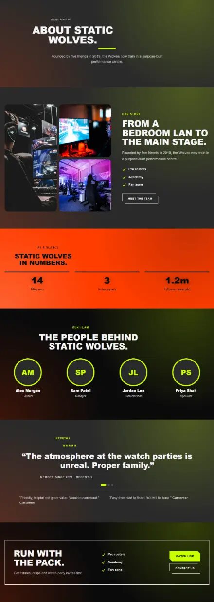 Screenshot of Esports · About