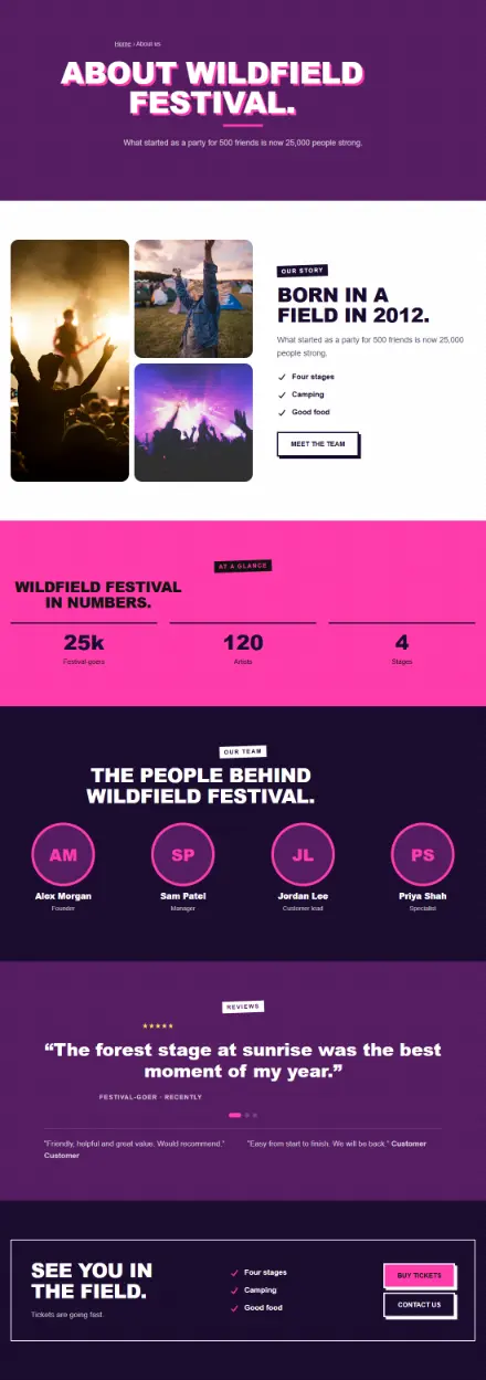 Screenshot of Festival · About