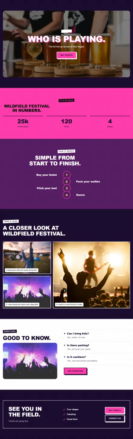 Screenshot of Festival · Feature page