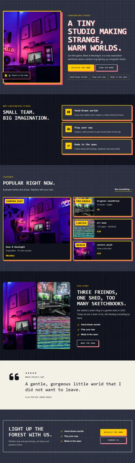 Screenshot of Gamestudio · Home page