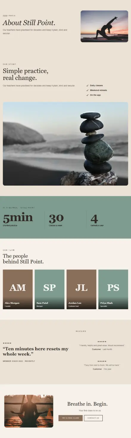 Screenshot of Meditation · About