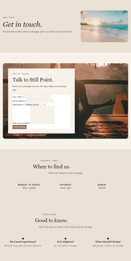 Screenshot of Meditation · Contact