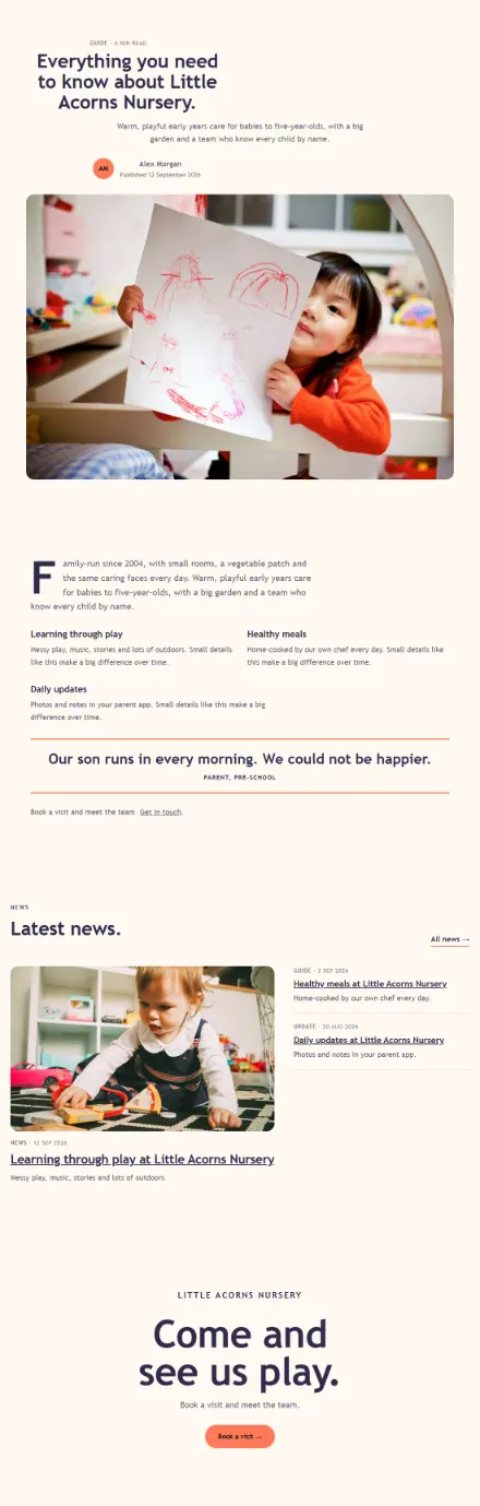 Screenshot of Nursery · Article