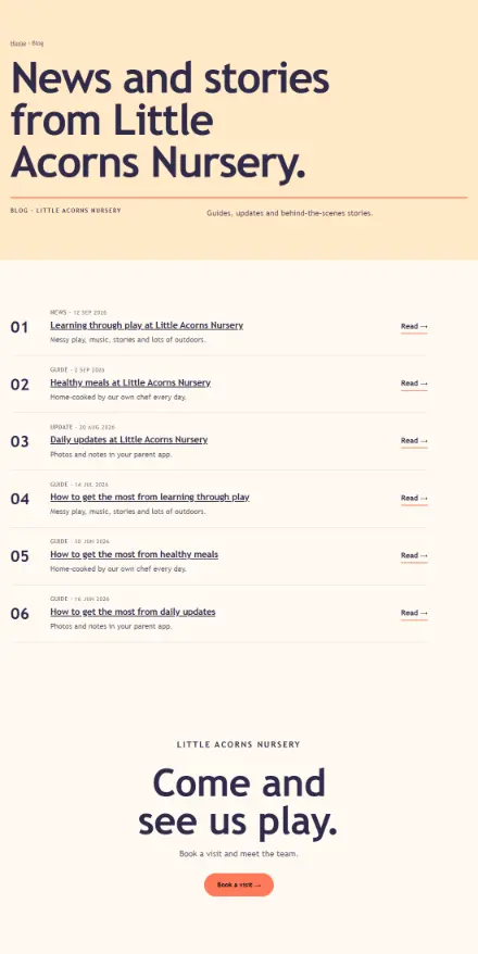 Screenshot of Nursery · Blog