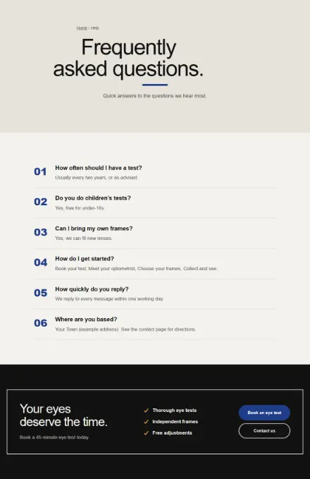Screenshot of Optician · Questions & answers