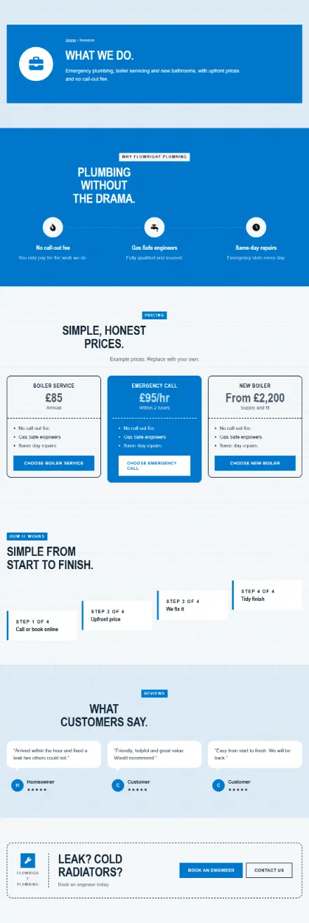Screenshot of Plumbing · Services
