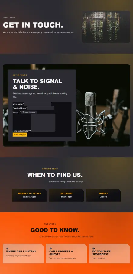 Screenshot of Podcast · Contact