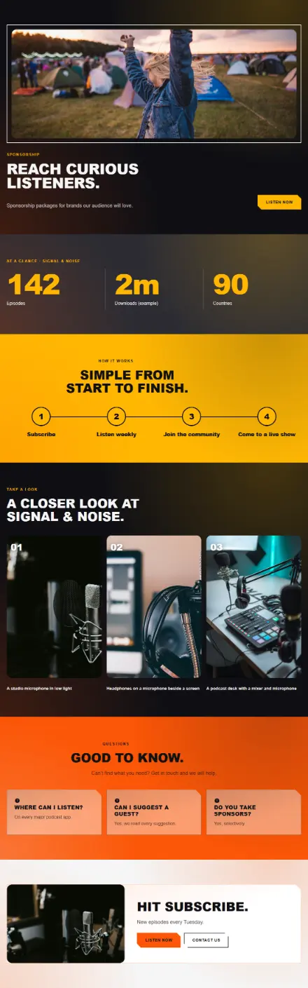 Screenshot of Podcast · Feature page