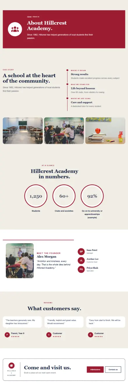 Screenshot of School · About