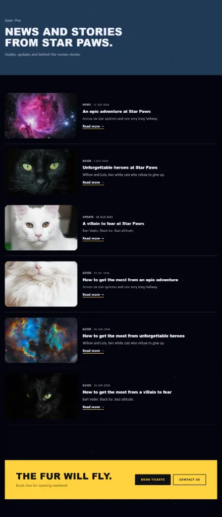 Screenshot of Starpaws · Blog