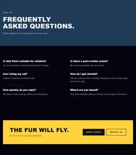 Screenshot of Starpaws · Questions & answers
