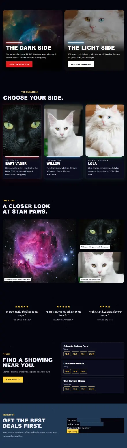 Screenshot of Starpaws · Feature page