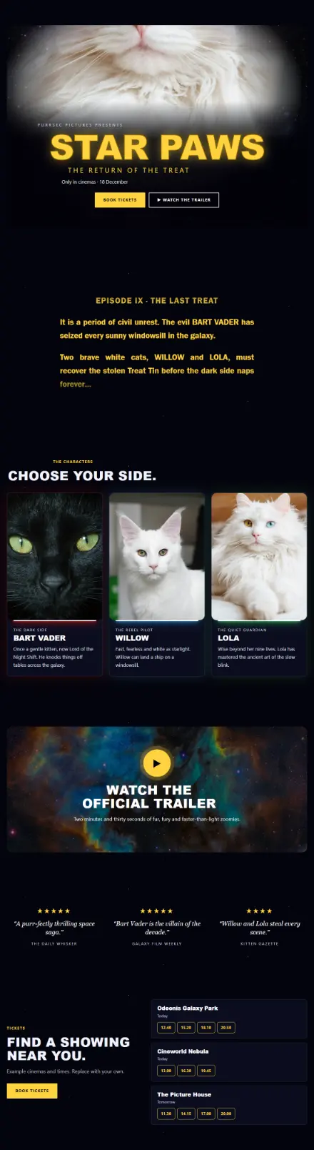 Screenshot of Starpaws · Home page