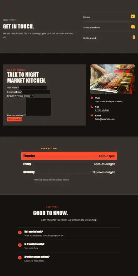 Screenshot of Streetfood · Contact
