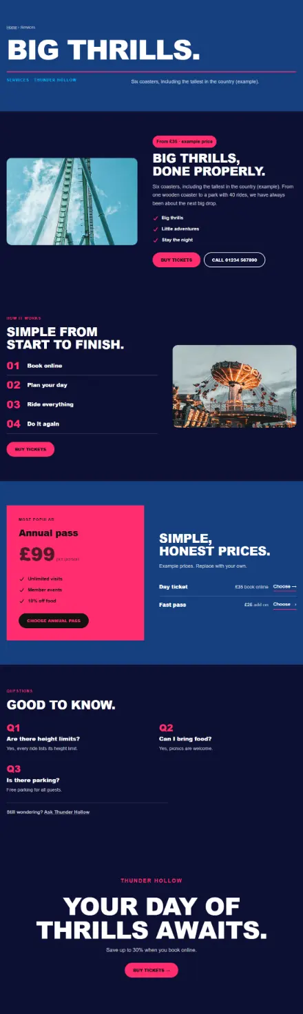 Screenshot of Themepark · Service detail