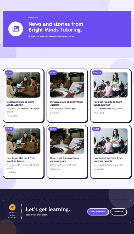 Screenshot of Tutoring · Blog