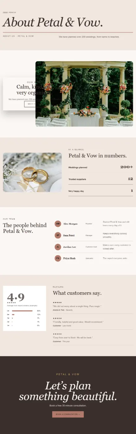 Screenshot of Wedding · About