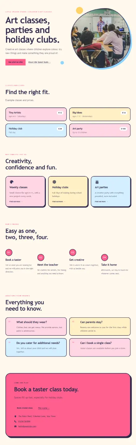 Screenshot of Pastel · Services