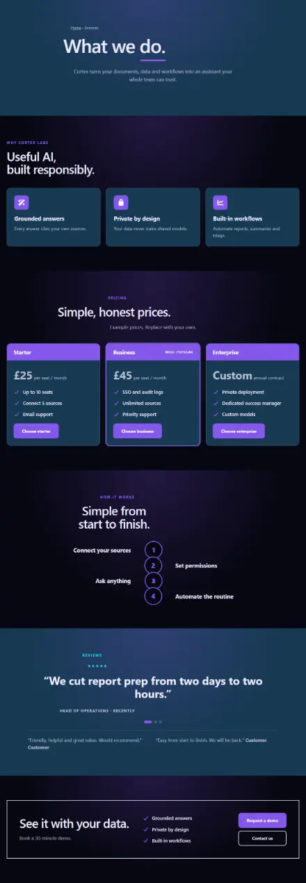 Screenshot of Ai · Services