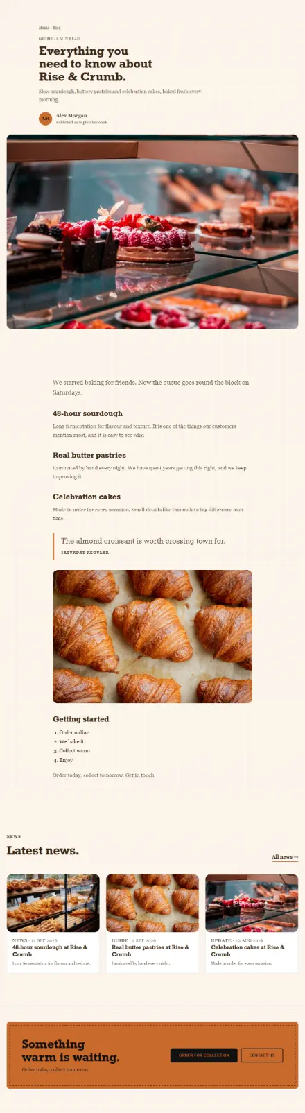 Screenshot of Bakery · Article