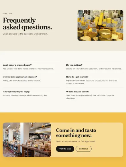 Screenshot of Cheeseshop · Questions & answers
