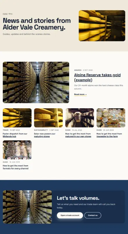 Screenshot of Creamery · Blog
