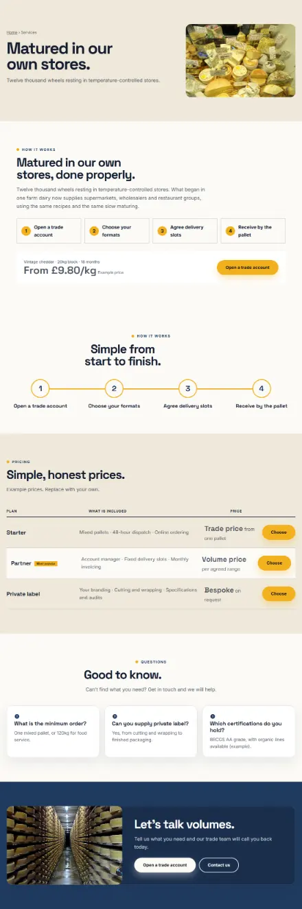 Screenshot of Creamery · Service detail