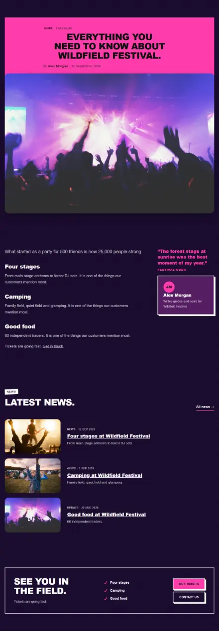 Screenshot of Festival · Article