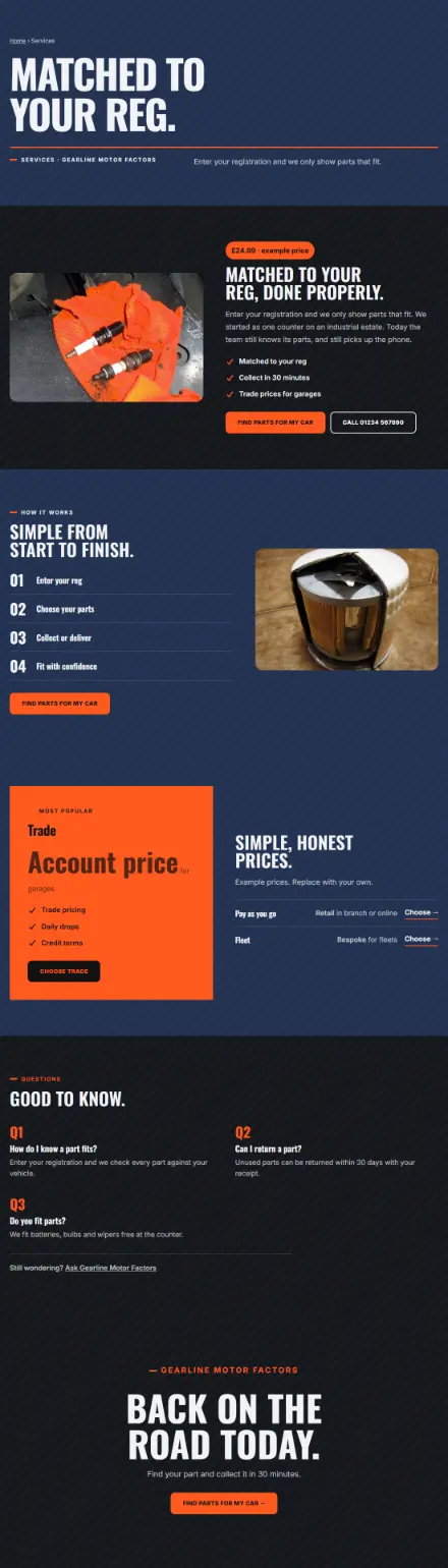 Screenshot of Motor · Service detail
