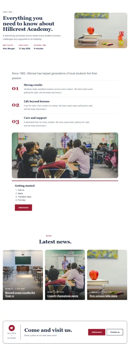 Screenshot of School · Article