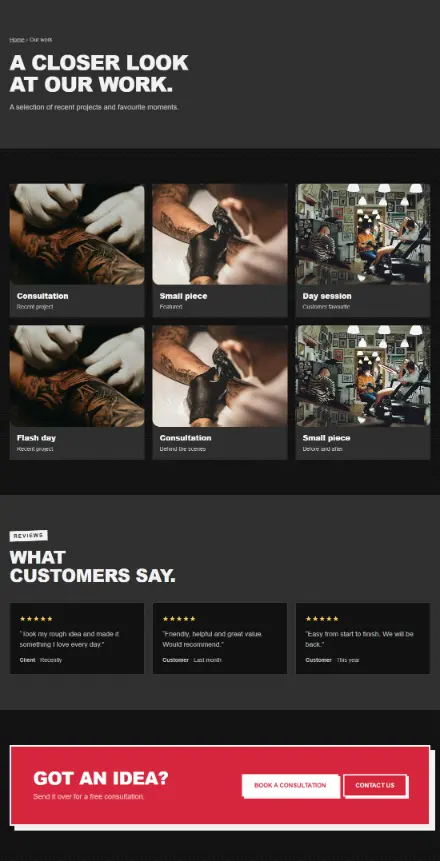 Screenshot of Tattoo · Portfolio