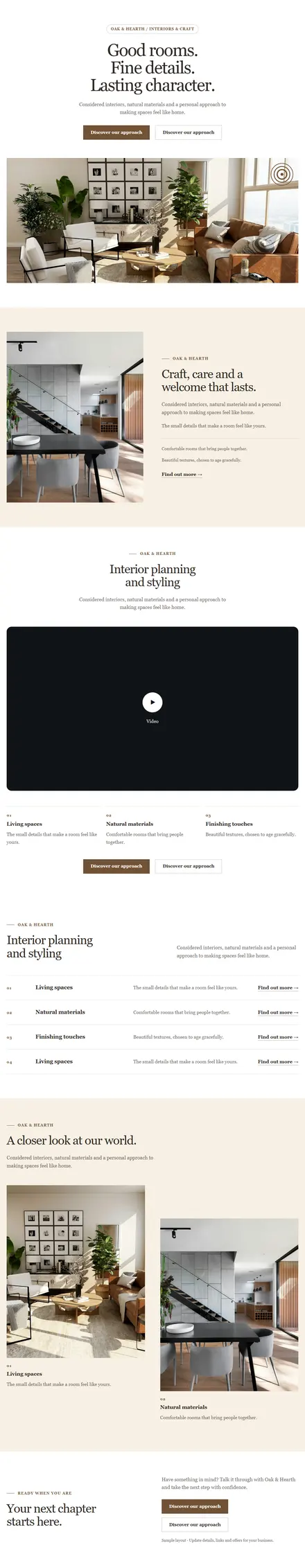 Screenshot of Traditional · Home page