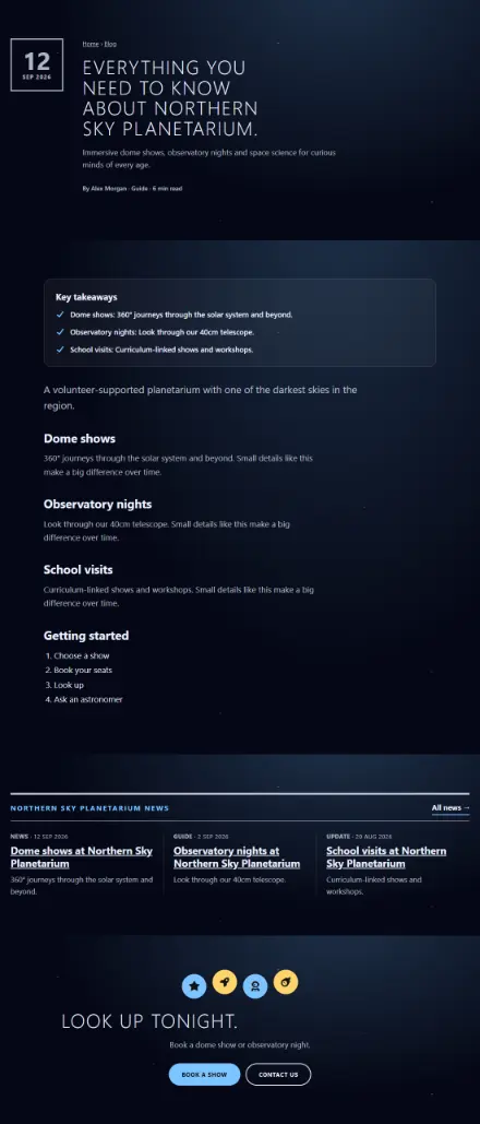Screenshot of Astronomy · Article