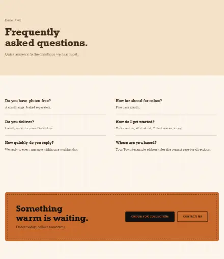 Screenshot of Bakery · Questions & answers