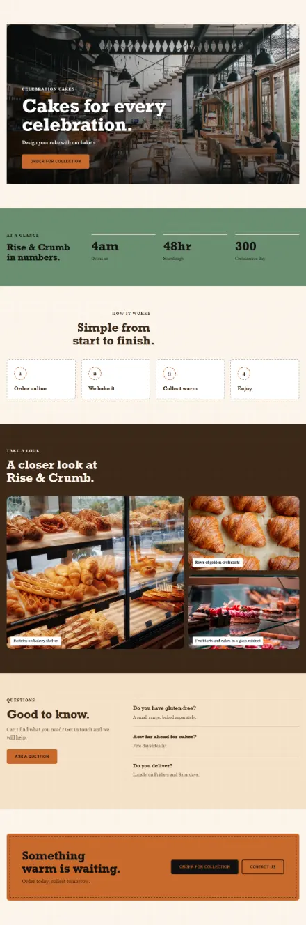 Screenshot of Bakery · Feature page