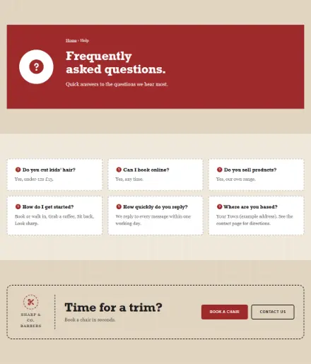 Screenshot of Barber · Questions & answers