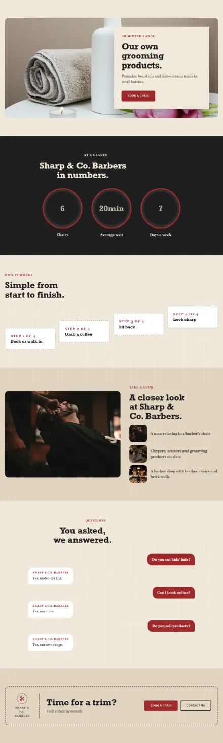 Screenshot of Barber · Feature page