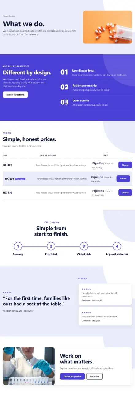 Screenshot of Biotech · Services