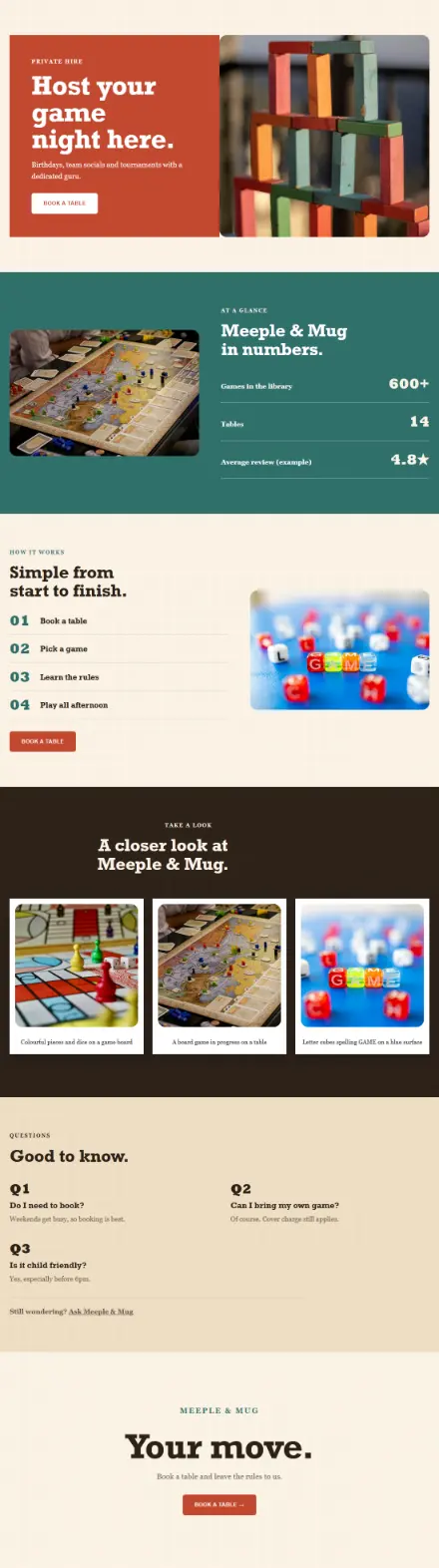 Screenshot of Boardgames · Feature page