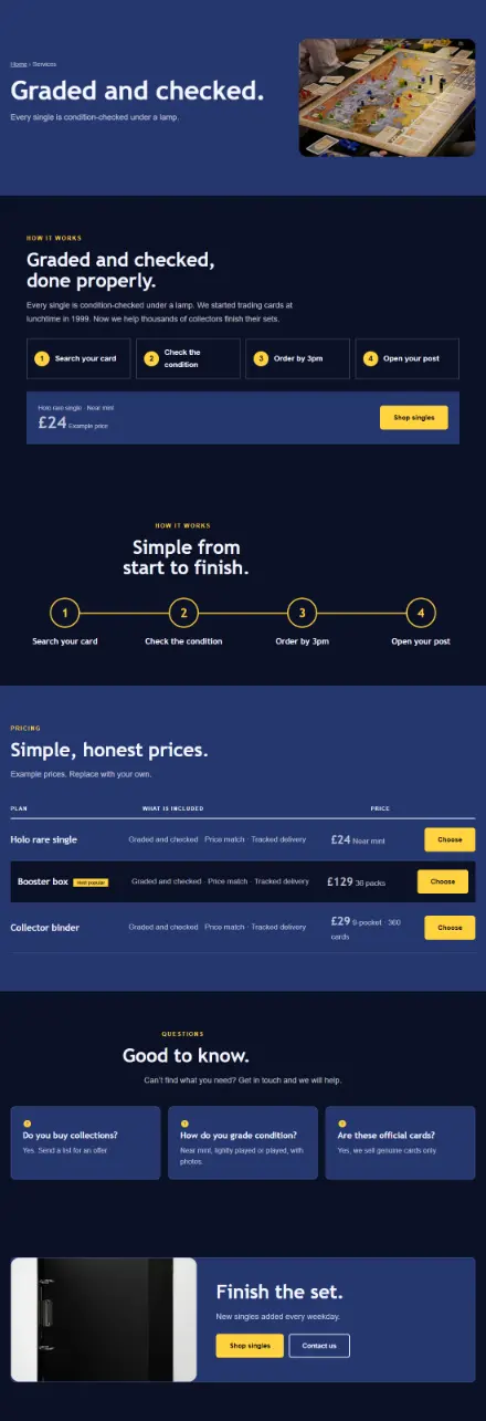Screenshot of Cardshop · Service detail