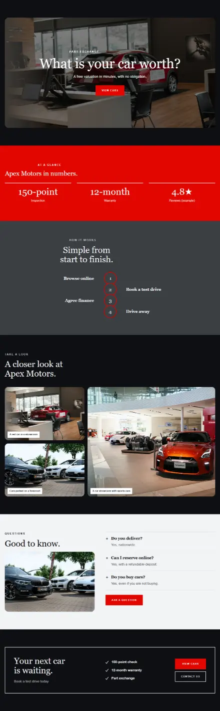 Screenshot of Cars · Feature page