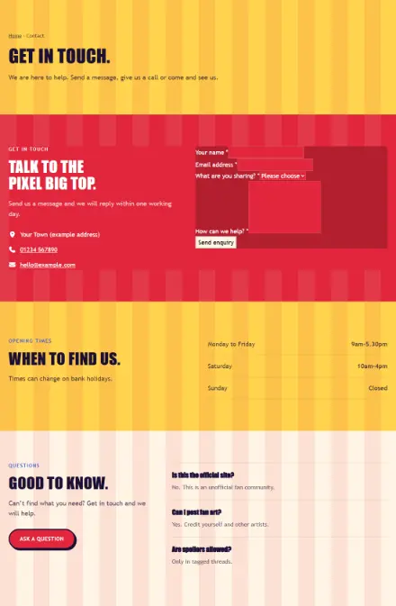 Screenshot of Circus · Contact
