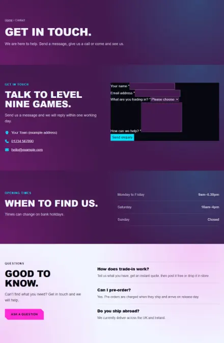 Screenshot of Console · Contact