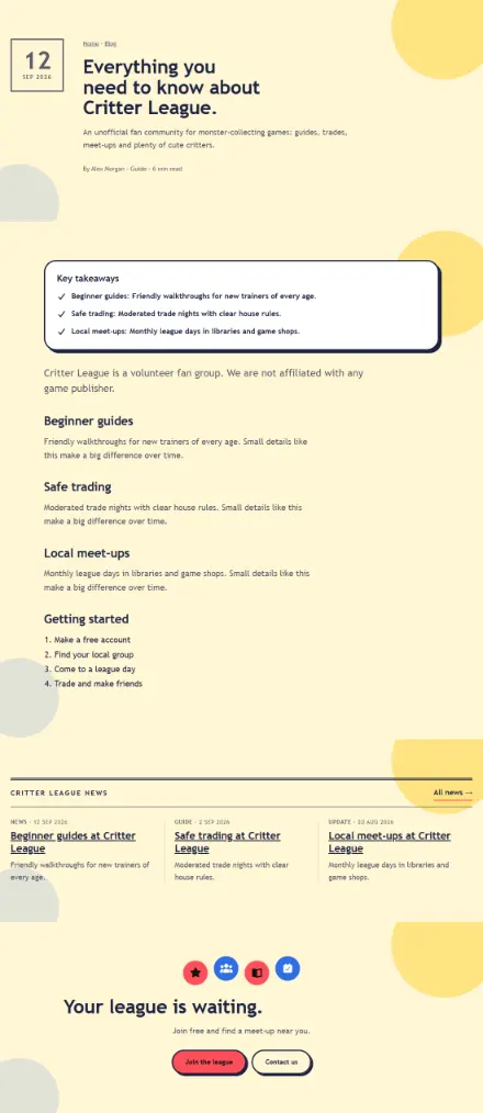Screenshot of Creatures · Article