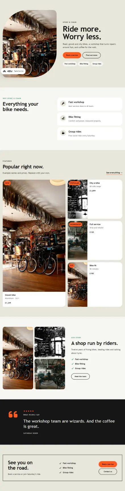 Screenshot of Cycling · Home page